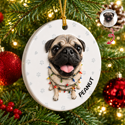 Personalized Pet Lovers, Dog and Cat Photo Christmas Gifts - Real 3D Ceramic Ornament