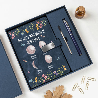 The Days You Become Our Mom - Personalized Leather Notebook Set