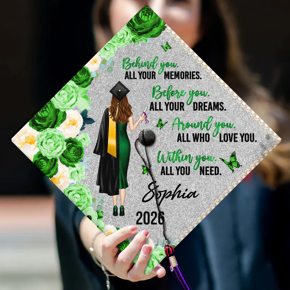 Behind You Flowers Senior Graduation Gift - Personalized Printed Graduation Cap Topper