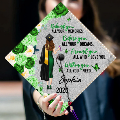 Behind You Flowers Senior Graduation Gift - Personalized Printed Graduation Cap Topper