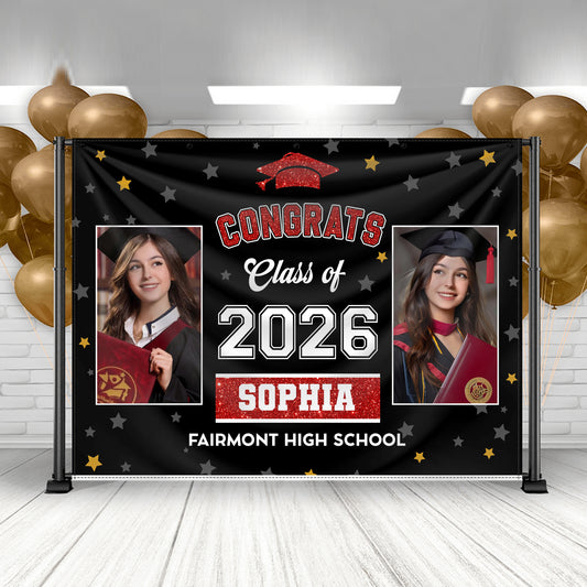 Class Of 2026 Bubble Style Graduation Backdrop - Personalized Congrats Graduation Backdrop