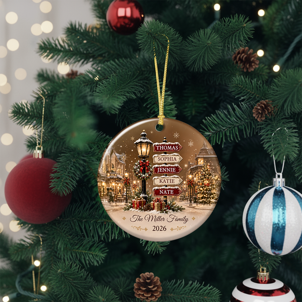 Custom Names Christmas Gifts For Family - Real 3D Ceramic Ornament