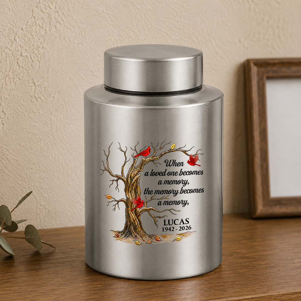 Butterflies Cardinals Hummingbirds - Remembrance Gift - Keepsake Wings Urn for Ashes - Stainless Steel Urn