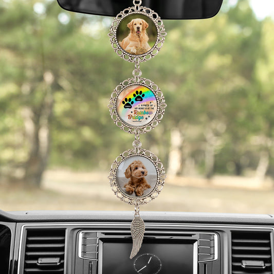 My Favorite Hello Rainbow - Personalized Photo Car Ornament With Charm