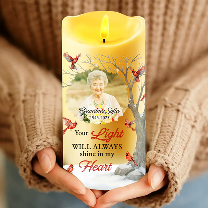 Your Light Will Always Shine In My Heart - Personalized Photo LED Candle