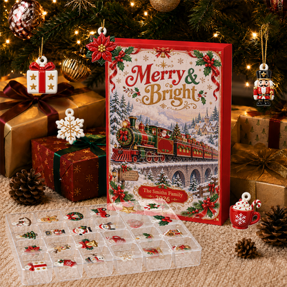 Merry And Bright Advent Calendar 2026 24 Day Christmas Countdown Box With Cute Figurines - Advent Calendar Box-Box&Acrylic
