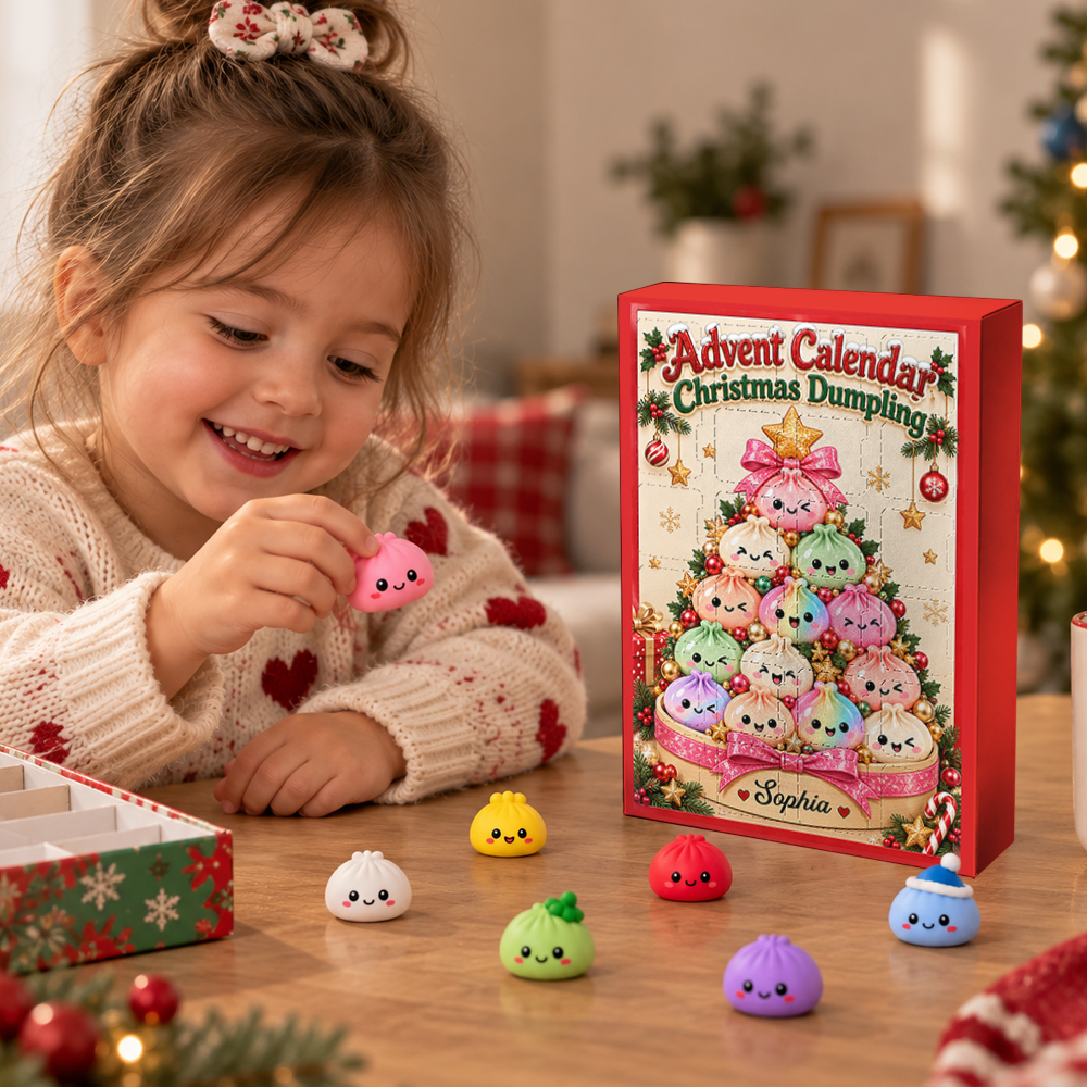 Christmas Dumpling Tree Advent Calendar - Dumpling Advent Calendar - 24 Mini Dumpling Squishies - Family Countdown Calendar