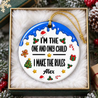 Funny Family Rules Merry Christmas - Real 3D Relief Ornament