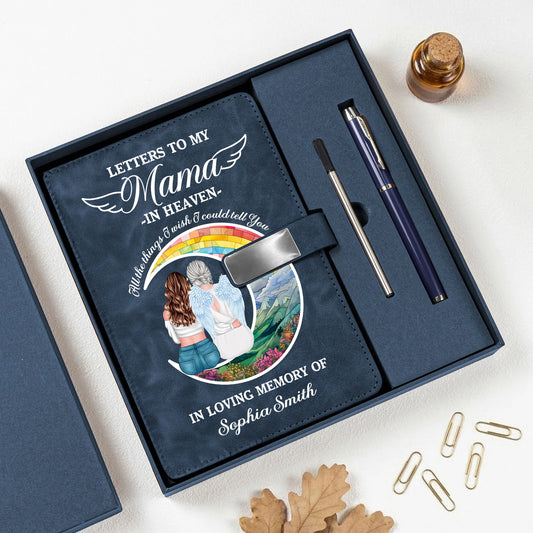 Memorial Letters To Loved One In Heaven - Personalized Leather Notebook Set
