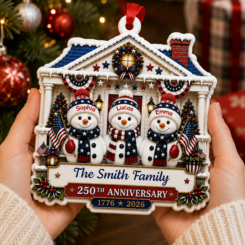 Personalized America 250th Anniversary - Real 3D Relief Ornament 2