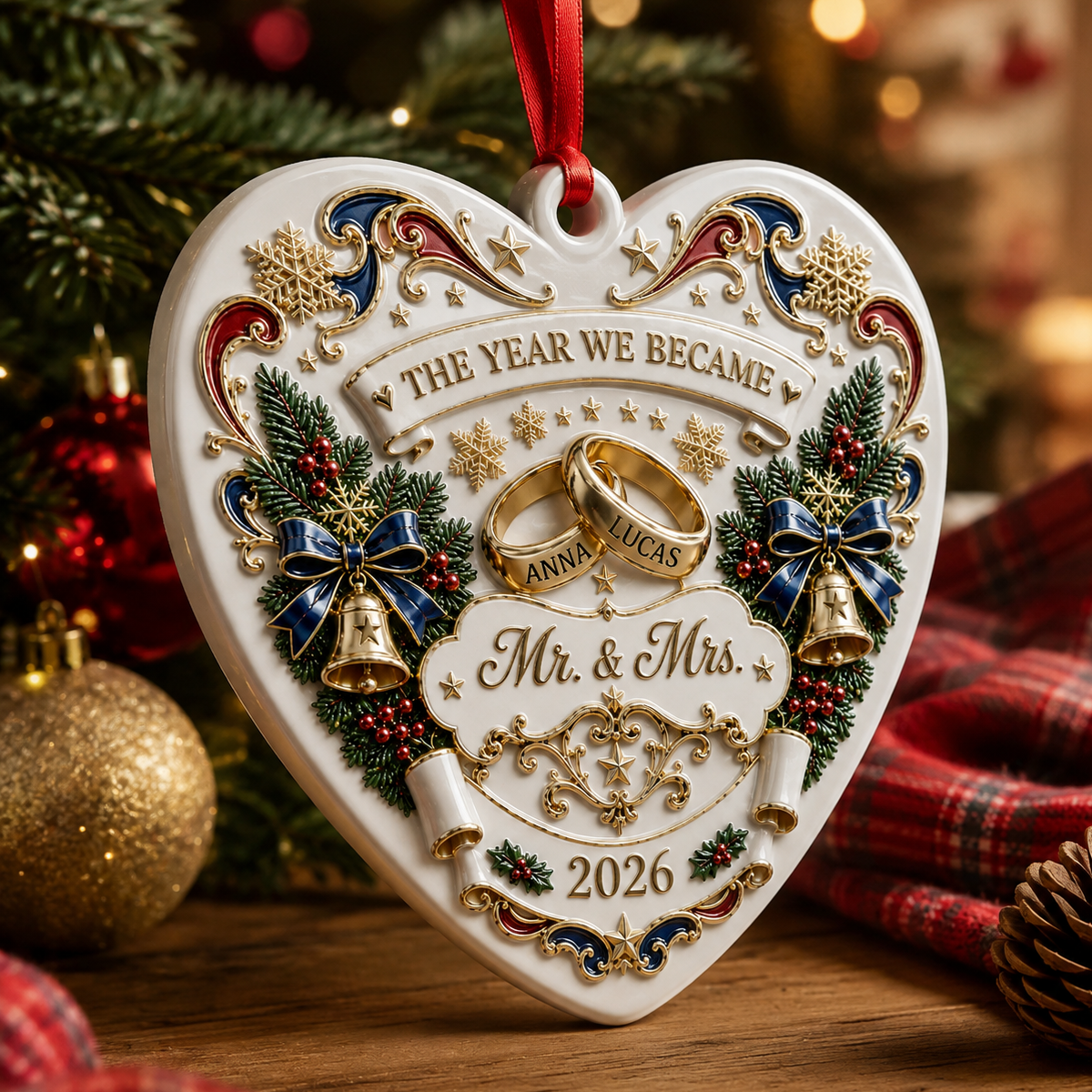 The Year We Became Mr Mrs  - Real 3D Relief Ornament