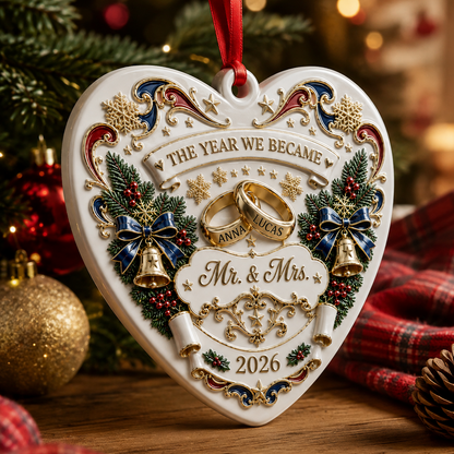 The Year We Became Mr Mrs  - Real 3D Relief Ornament