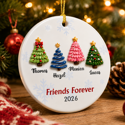 Christmas Keepsake Friends Forever Christmas - Real 3D Ceramic Ornament
