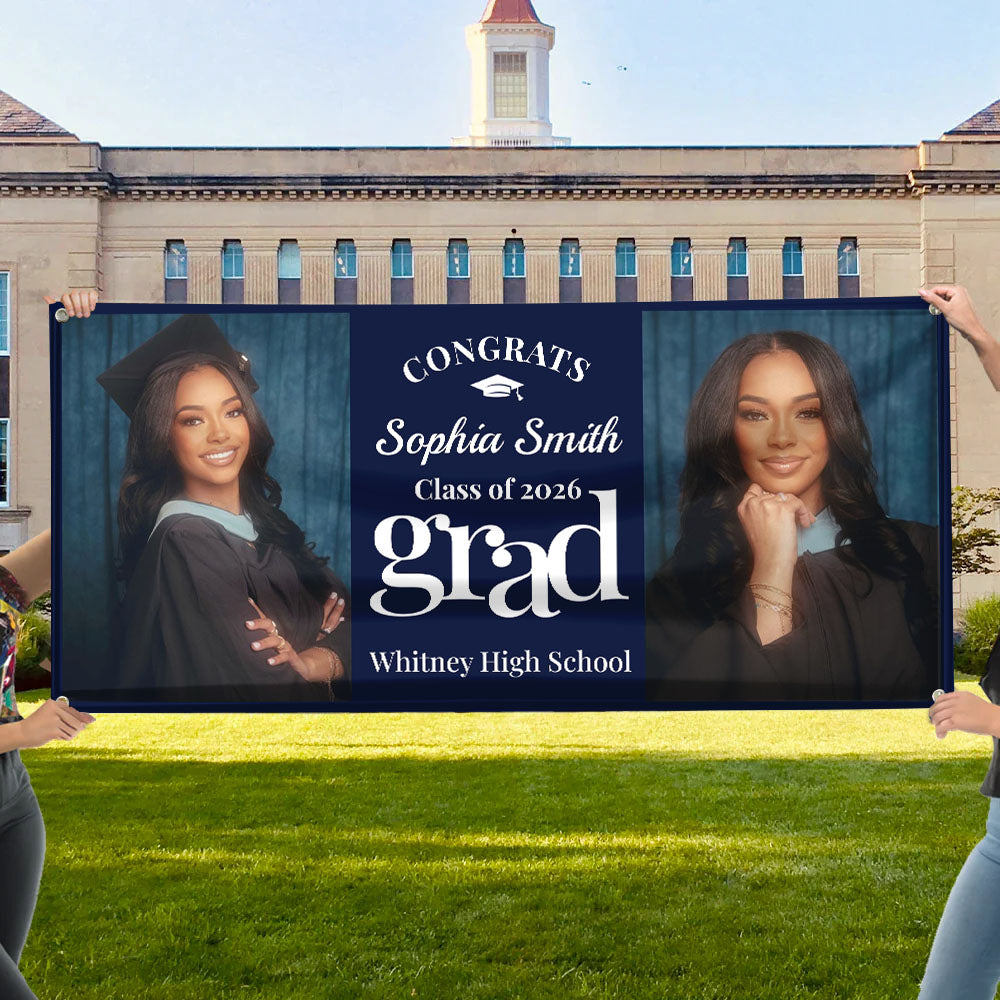 Class Of  2026 Basic Custom Photo Congrats Personalized Banner - Graduation Decor