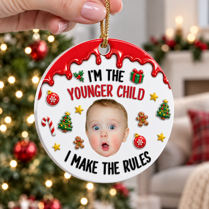 Funny Family Rules Photo Merry Christmas - Real 3D Relief Ornament