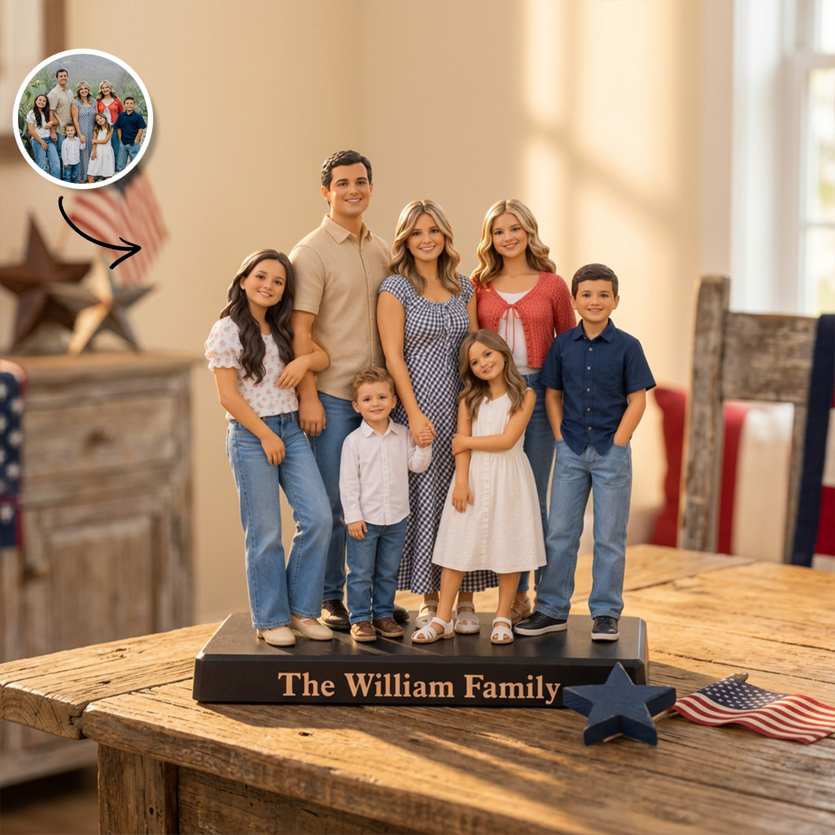 Custom Photo Figurine Our Family - 3D Couple, Family, Pet Portrait Statue