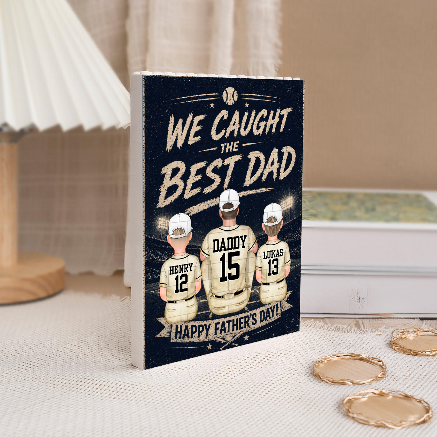 Caught Best Dad Custom Name Puzzle - Personalized Rectangle Building Brick