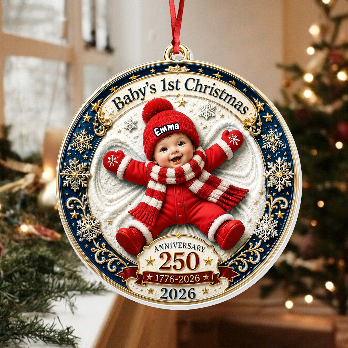Tiny Miracle 250 Year Of Freedom - Real 3D Relief Ornament - New Moms, New Dads