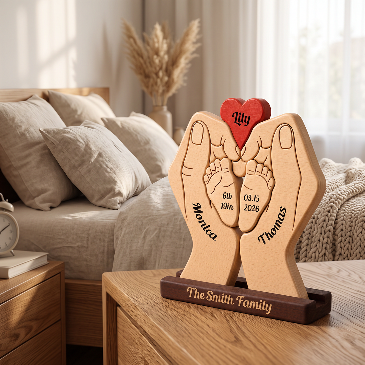 Personalized Baby New Born Puzzle - Custom Premium Wooden Name Puzzle - Christmas Gifts - New Mom New Dad