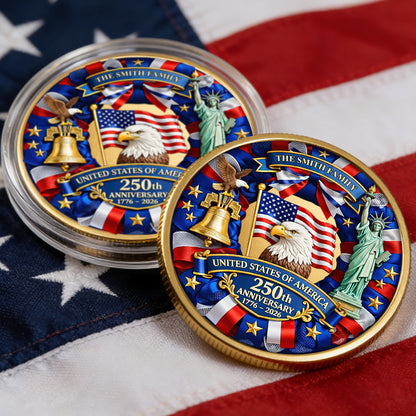 Custom Family Name 250th Anniversary United States Of America - Commemorative Challenge Coin 1776-2026