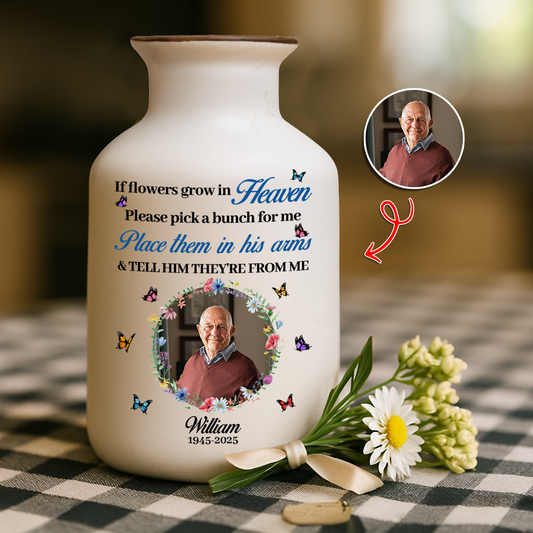 Place Them In His Arms - Elegant White Ceramic Flower Vase Minimalist