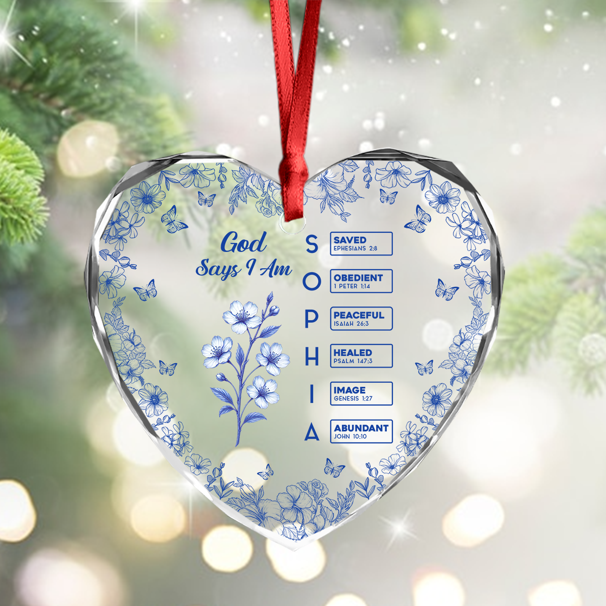 God Says I Am Heart Shape - Christmas Gifts - Personalized Custom Glass Ornament