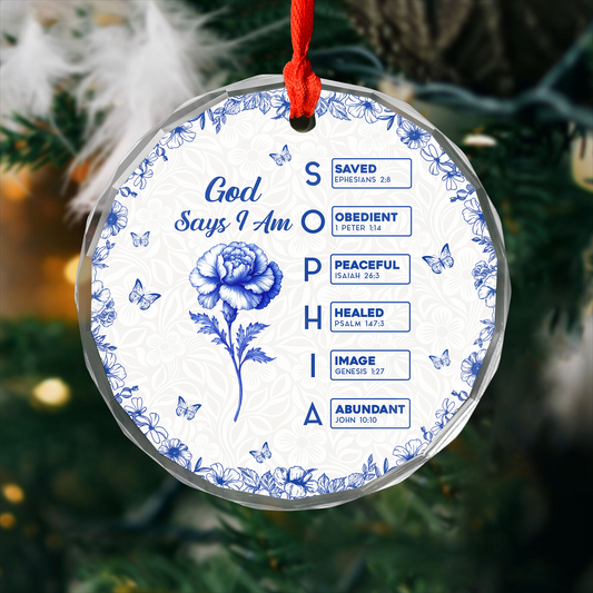 God Says I Am - Christmas Gifts - Personalized Custom Glass Ornament