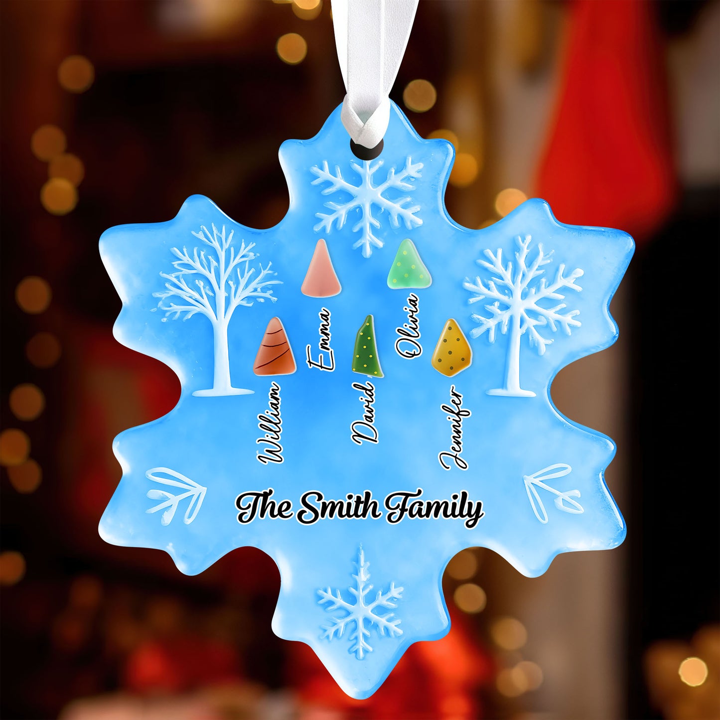 Family Snow Sea Glass - Personalized Custom Acrylic 2-layered Ornament