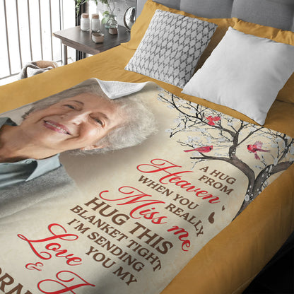A Hug From Heaven Cardinal Sympathy Gift - Memorial Personalized Custom Blanket