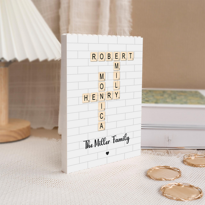 Family Crossword Custom Name Puzzle - Personalized Rectangle Building Brick