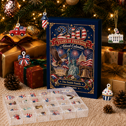 Christmas 250 Years Of Freedom Advent Calendar 2026 - 24 Day Christmas Countdown Box - Advent Calendar Box-Box&Acrylic