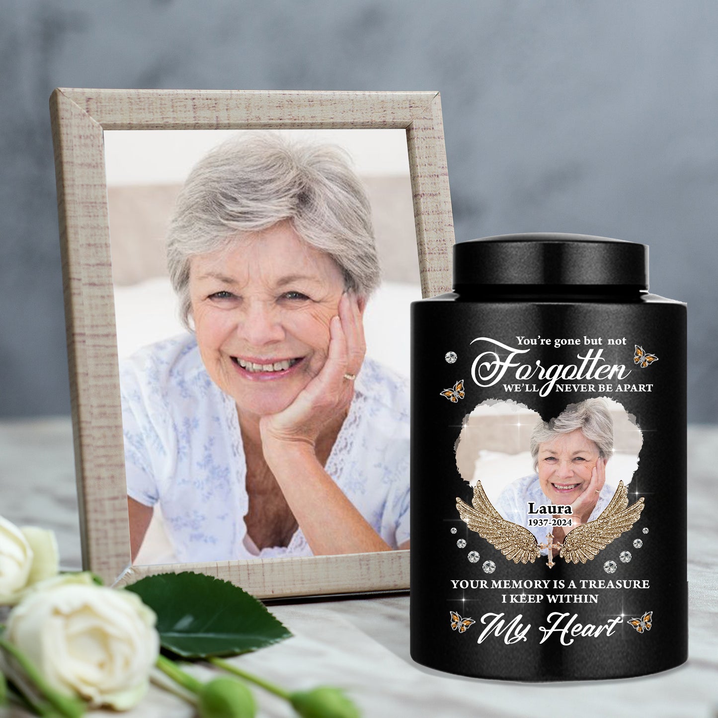 In Loving Memories Keepsake Urn for Ashes - Stainless Steel Urn