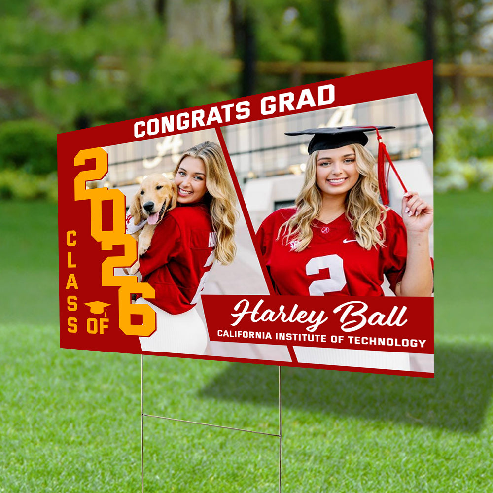 Graduation Classic Lawn Sign, Graduation Gift - Personalized Graduation Yarn Sign With Stake