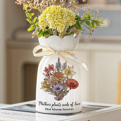 Mothers Plant Seed Of Love - Personalized Custom Ribbon Tie Flower Vase