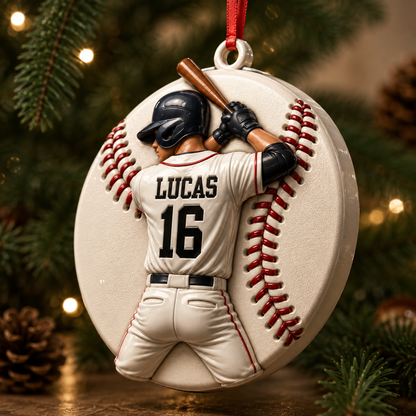 Retro Vintage Baseball Player - Real 3D Relief Ornament
