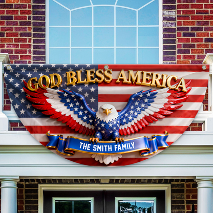 God Bless Our Family 250 Years Of Freedom Glitter Fan Flag - Custom Family Name Non-Pleated Fan Flag