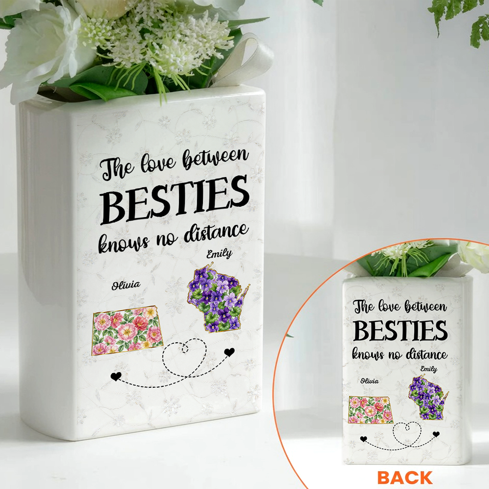 Home Is Wherever Sisters Are - Personalized Ceramic Book Vase