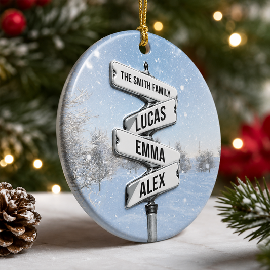 Vintage Street Sign Ornament 2026 - Real 3D Ceramic Ornament