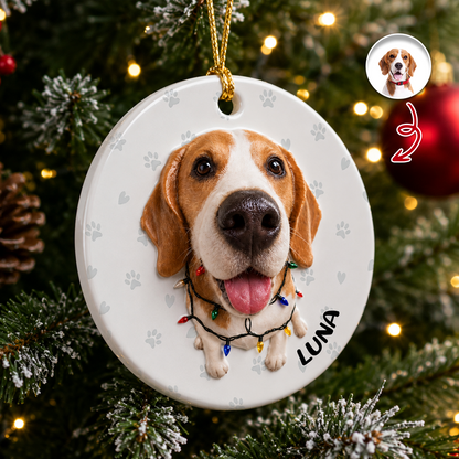 Personalized Pet Lovers, Dog and Cat Photo Christmas Gifts - Real 3D Ceramic Ornament