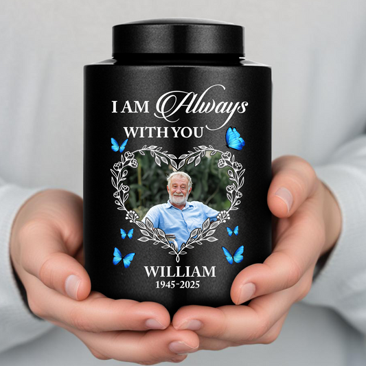 I Am Always With You - Keepsake Wings Urn for Ashes - Stainless Steel Urn