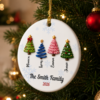 Personalized Family Christmas Tree - Real 3D Relief Ornament