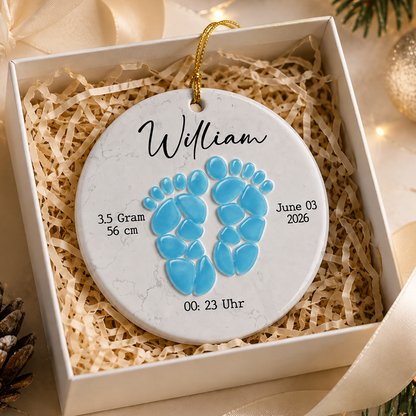 Sea Glass Baby Footprint - Real 3D Ceramic Ornament