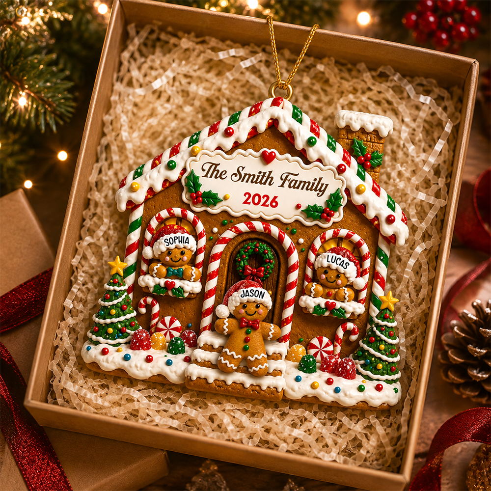 Gingerbread Family Sweet Memories Together - Real 3D Relief Ornament 2