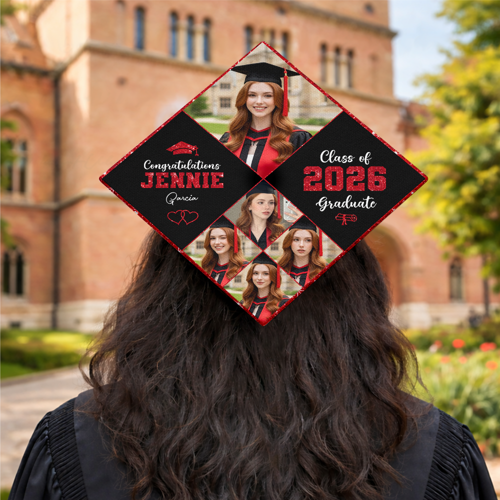 Glitter Cap Topper Class Of 2026 - Personalized Printed Graduation Cap Topper