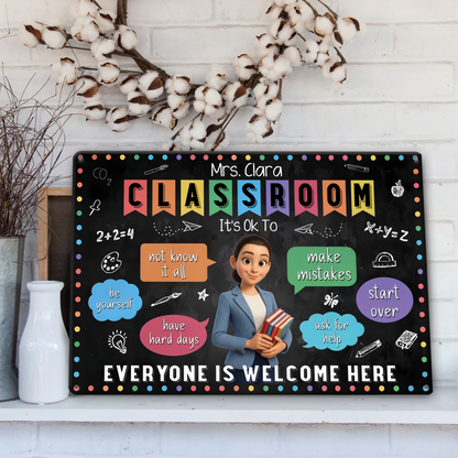 It's Okay To Make Mistakes And Start Over - Personalized Teacher Metal Sign