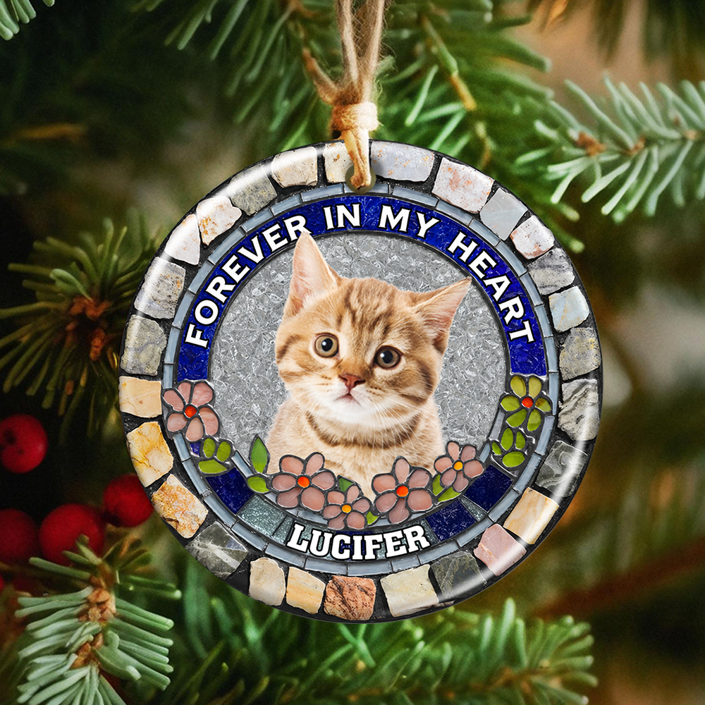 Paw Prints Stay Within Our Hearts Memorial Gifts - Real 3D Ceramic Ornament