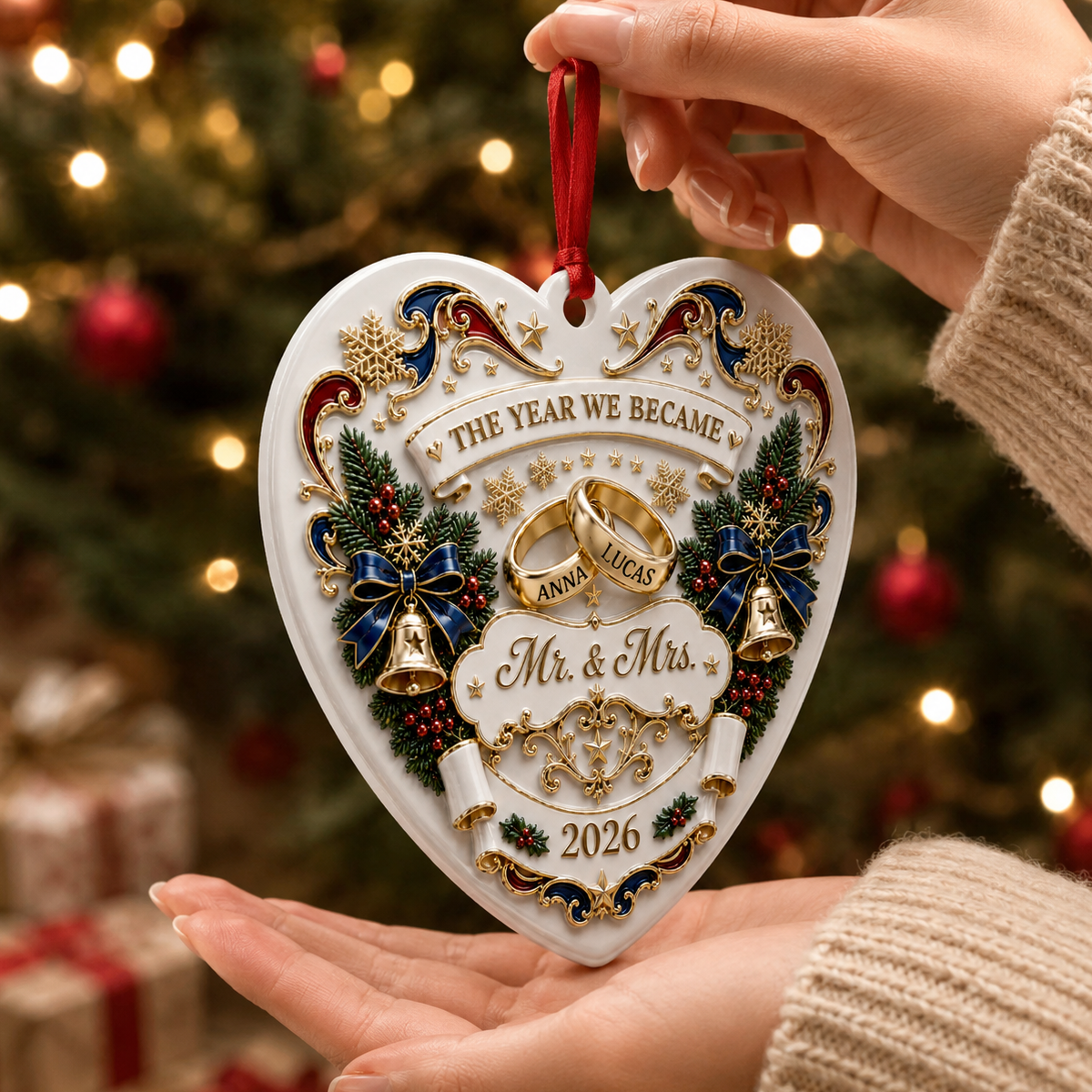 The Year We Became Mr Mrs  - Real 3D Relief Ornament
