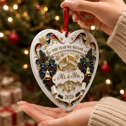 The Year We Became Mr Mrs  - Real 3D Relief Ornament