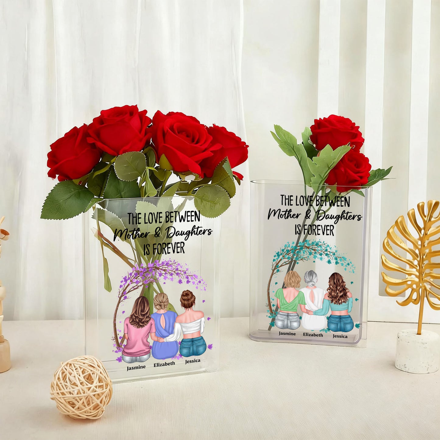 The Love Between Mother & Daughters Is Forever - Personalized Acrylic Book Vase