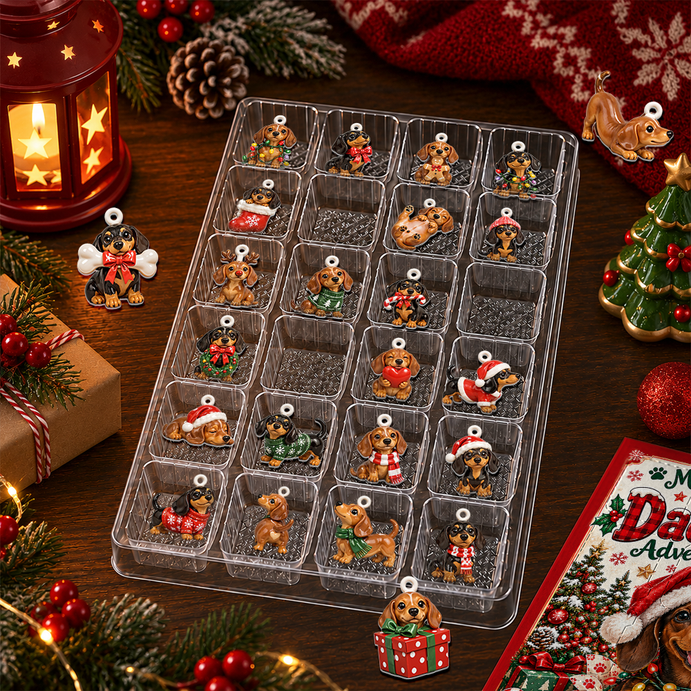 Dachshund Advent Calendar 2026 24 Day Christmas Countdown Box With Cute Figurines - Advent Calendar Box-Box&Acrylic